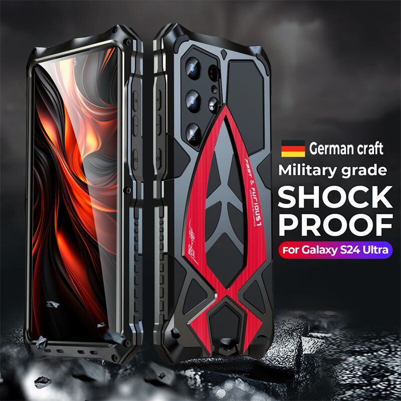 Case for Samsung Galaxy S23 Ultra / S24 Ultra / S22 Ultra Explosion-proof All-inclusive Protective Shell Sports Car Design Mechanical Feel High Hardness Aluminum Alloy Scratch-proof Anti-drop Shockpro