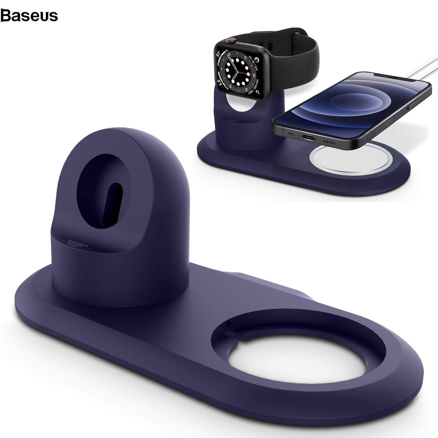 Baseus Silicone Charge Stand Holder Wireless Charging Station Dock for MagSafe Apple Watch/iPhone 12 Series