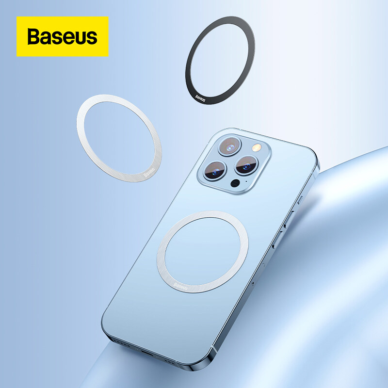 Baseus 2pcs Magnetic Sticker For Wireless Charger Metal Plate Ring For Magsafe Phone Holder Iron Sheet Magnet For Huawei Xiaomi