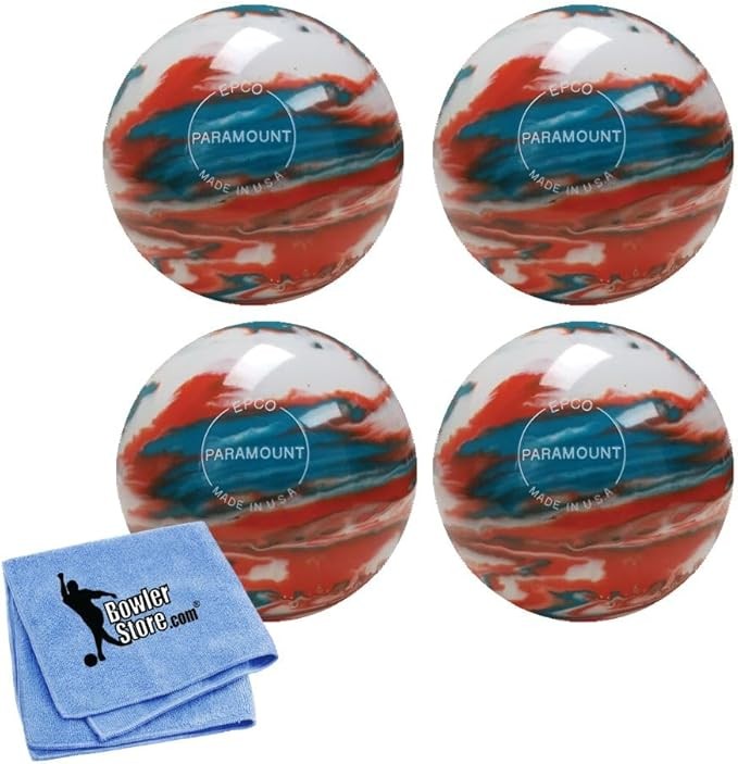 Bowlerstore Products EPCO Candlepin Bowling Balls - Marbleized - Turquoise, Orange & White (4 1/2 inch- 2lbs. 7oz.) 4 Balls