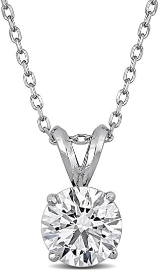 Lab-Grown Diamond Solitaire Pendant -With Unique laser engraved Diamond ID, VVS2 Clarity - D Color , 1/2 to 3 CT - Available in Platinum, 14K Yellow Gold or 14K White Gold- IGI Certified Lab-Grown Dia