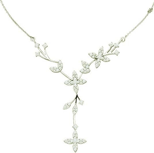 Dazzlingrock Collection 2.00 Carat (Ctw) 14K Round White Diamond Women Flower Necklace, White Gold