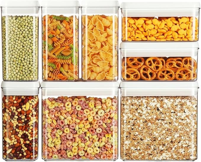 Aeiniwer Flip-tite (Functional Storage Container) Felli Canister Collection. Multi-Function Set. (8 pcs/Set), BPA Free. Stackable. Perfect for Sugar, Flour, Rice, Coffee, Snacks(U429085)